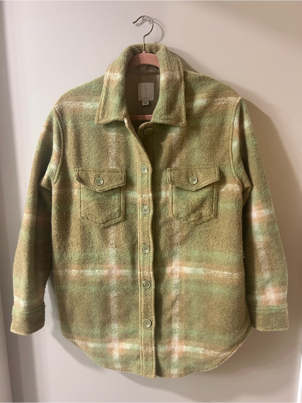 Joie Green Plaid Utility Shacket Jacket